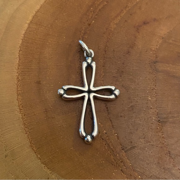 RETIRED James Avery Open Cross with Ball Beads Pendant, Sterling Silver